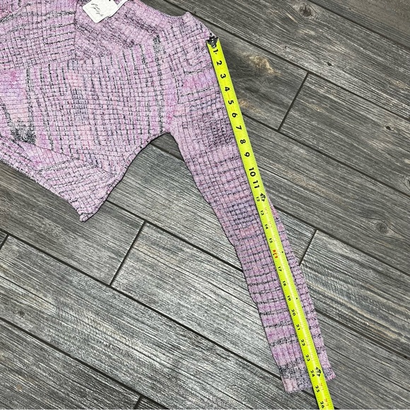 NWT $98 Free People Sweater Medium Brooke Wrap Crop Top Lilac Fog Combo Women's - Picture 8 of 16